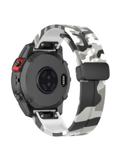   For Garmin Fenix 7 / Forerunner 965 / 955 / 945 / 935 Watch Band Black Buckle 22mm Camouflage Wriststrap - Camo White