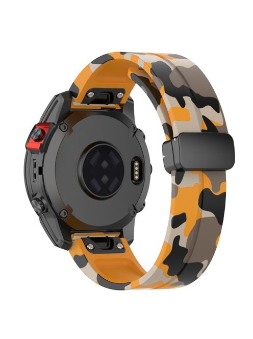 For Garmin Fenix 7 / Forerunner 965 / 955 / 945 / 935 Watch Band Black Buckle 22mm Camouflage Wriststrap - Camo Yellow