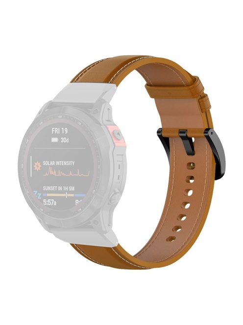 For Garmin Fenix 7 / Instinct 2 / Fenix 5 / Forerunner 935 / Forerunner 945 Watch Strap Genuine Leather Smart Watch Band with Tool - Light Brown