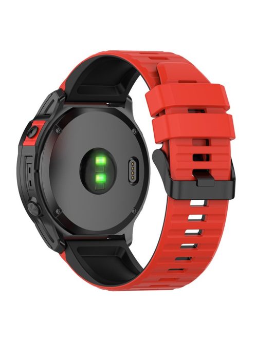 For Garmin Fenix 7 Pro  Silicone Watch Bands Dual-color Horizontal Stripes Wrist Strap - Red / Black