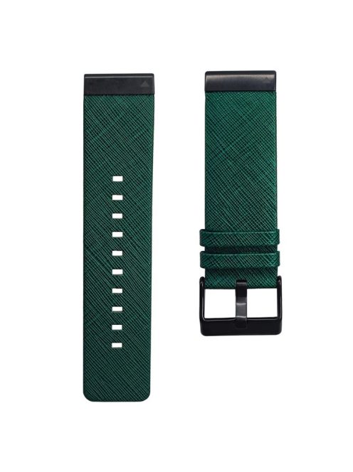 For Garmin Fenix 7 Pro / 7 / 6 / 5 Leather Wrist Band Adjustable Watch Strap with Metal Pin Buckle - Green