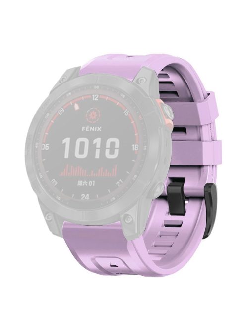 For Garmin Fenix 7 Soft Silicone Adjustable Watch Band Replacement Wrist Strap with Buckle - Light Purple