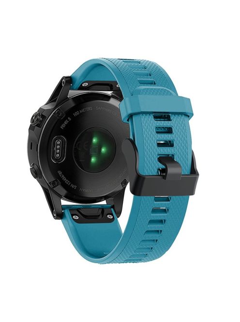 For Garmin Fenix 7 Wrist Band Quick Release Silicone Adjustable Watch Strap with Black Buckle - Blue