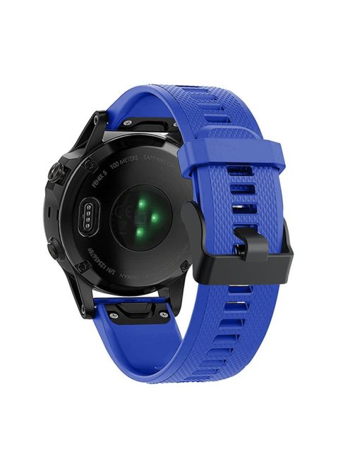 For Garmin Fenix 7 Wrist Band Quick Release Silicone Adjustable Watch Strap with Black Buckle - Dark Blue