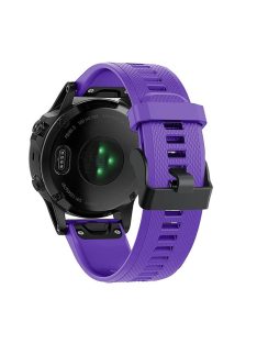   For Garmin Fenix 7 Wrist Band Quick Release Silicone Adjustable Watch Strap with Black Buckle - Purple