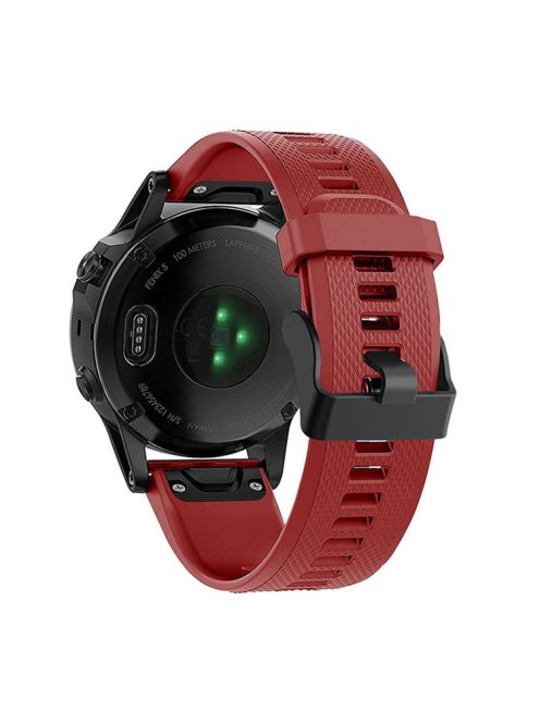 For Garmin Fenix 7 Wrist Band Quick Release Silicone Adjustable Watch Strap with Black Buckle - Red