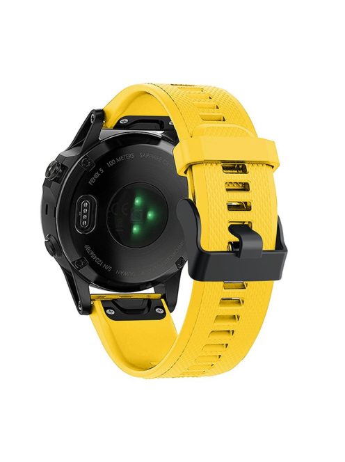 For Garmin Fenix 7 Wrist Band Quick Release Silicone Adjustable Watch Strap with Black Buckle - Yellow