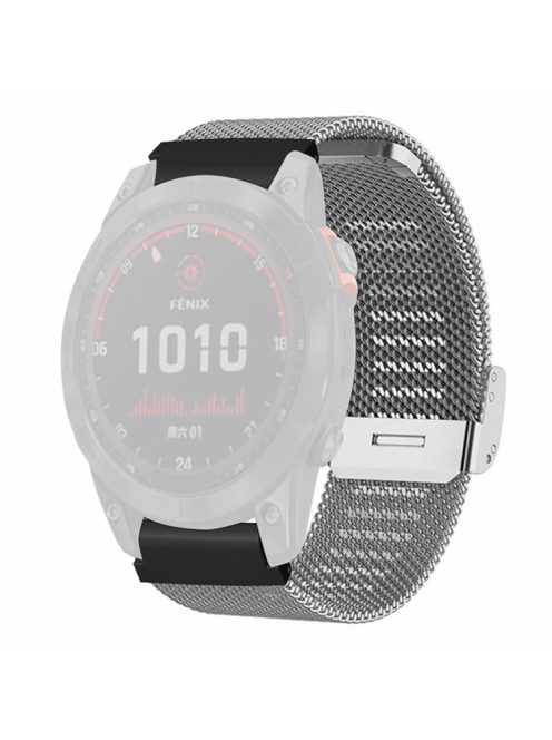 For Garmin Fenix 7S / 6S / 5S Milanese Mesh Watch Band Wrist Strap with 20mm PC Connector - Silver