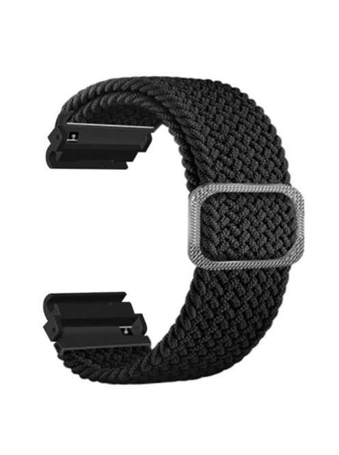 For Garmin Fenix 7S / 6S / 5S Stretchy Nylon Watch Strap Sport Wristbands with 20mm PC Connector - Black