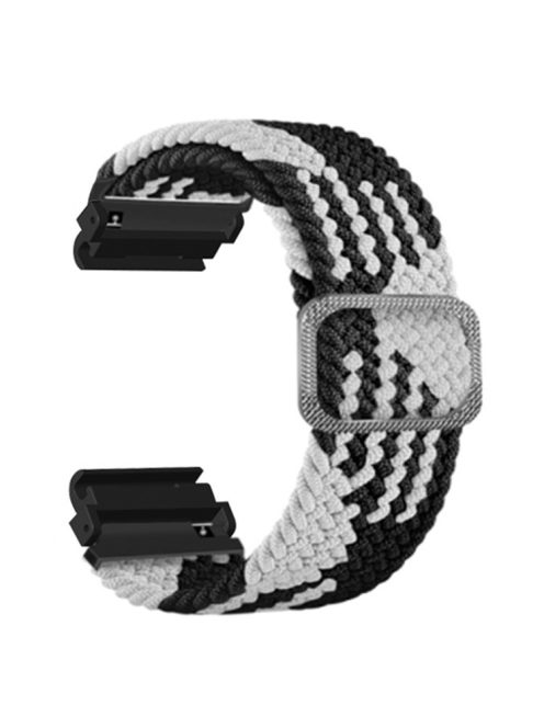 For Garmin Fenix 7S / 6S / 5S Stretchy Nylon Watch Strap Sport Wristbands with 20mm PC Connector - Black+White