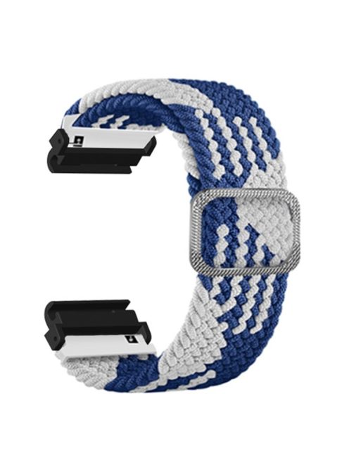 For Garmin Fenix 7S / 6S / 5S Stretchy Nylon Watch Strap Sport Wristbands with 20mm PC Connector - Blue+White