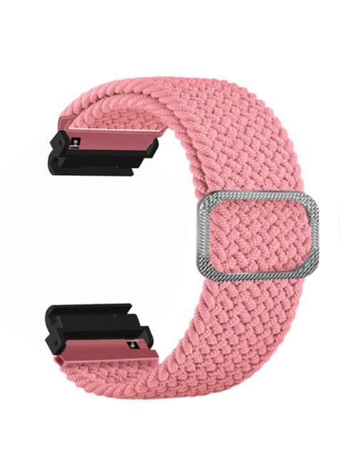 For Garmin Fenix 7S / 6S / 5S Stretchy Nylon Watch Strap Sport Wristbands with 20mm PC Connector - Pink