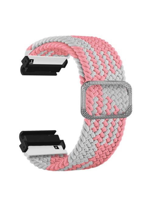 For Garmin Fenix 7S / 6S / 5S Stretchy Nylon Watch Strap Sport Wristbands with 20mm PC Connector - Pink+White