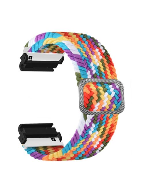 For Garmin Fenix 7S / 6S / 5S Stretchy Nylon Watch Strap Sport Wristbands with 20mm PC Connector - Rainbow