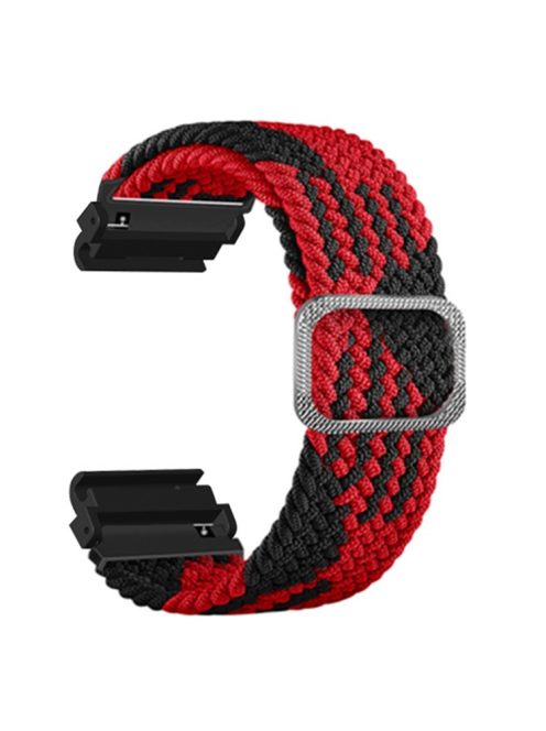 For Garmin Fenix 7S / 6S / 5S Stretchy Nylon Watch Strap Sport Wristbands with 20mm PC Connector - Red+Black