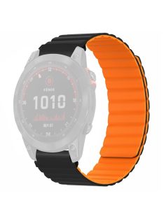   For Garmin Fenix 7S / 6S / 5S Watch Band Replacement Magnetic Silicone Strap with 20mm PC Connector - Black+Orange