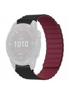   For Garmin Fenix 7S / 6S / 5S Watch Band Replacement Magnetic Silicone Strap with 20mm PC Connector - Black+Wine Red