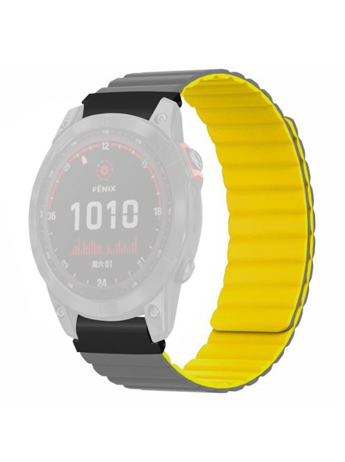 For Garmin Fenix 7S / 6S / 5S Watch Band Replacement Magnetic Silicone Strap with 20mm PC Connector - Grey+Yellow