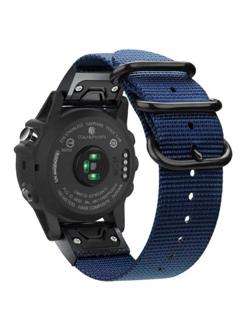 For Garmin Fenix 7S / 6S Pro / 5S Plus 20mm Nylon Watch Band Adjustable Wrist Strap with Stainless Steel Three Loops - Blue