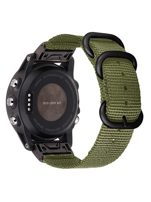 For Garmin Fenix 7S / 6S Pro / 5S Plus 20mm Nylon Watch Band Adjustable Wrist Strap with Stainless Steel Three Loops - Green