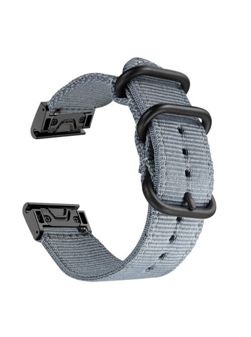 For Garmin Fenix 7S / 6S Pro / 5S Plus 20mm Nylon Watch Band Adjustable Wrist Strap with Stainless Steel Three Loops - Grey