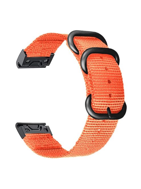 For Garmin Fenix 7S / 6S Pro / 5S Plus 20mm Nylon Watch Band Adjustable Wrist Strap with Stainless Steel Three Loops - Orange