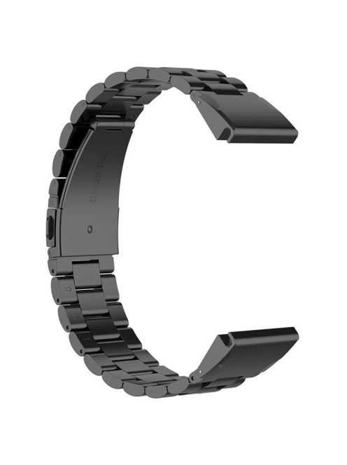 For Garmin Fenix 7S / 7S Pro / 6S / 6S Pro Watch Band 20mm Stainless Steel 3-Bead Wrist Strap - Black