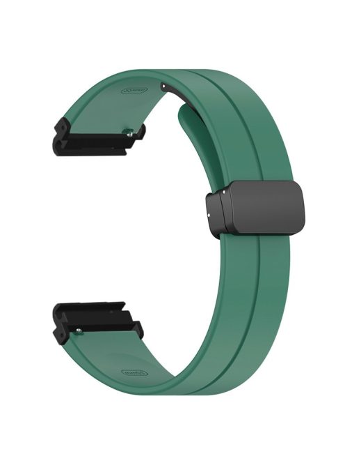 For Garmin Fenix 7S / 7S Solar / 6S / 5S Watch Strap Magnetic Buckle Silicone Band with 20mm PC Connector - Army Green