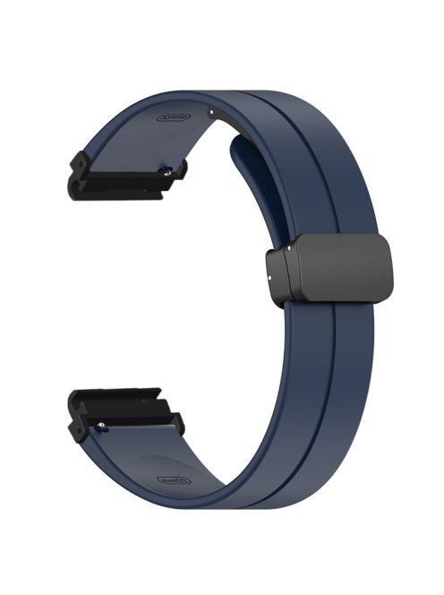 For Garmin Fenix 7S / 7S Solar / 6S / 5S Watch Strap Magnetic Buckle Silicone Band with 20mm PC Connector - Midnight Blue