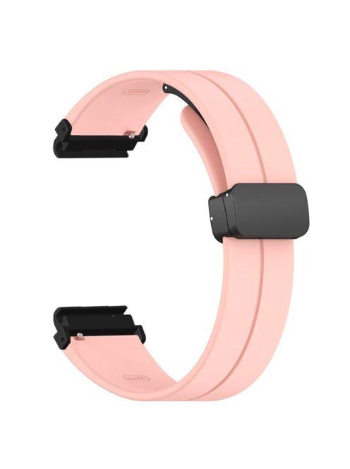 For Garmin Fenix 7S / 7S Solar / 6S / 5S Watch Strap Magnetic Buckle Silicone Band with 20mm PC Connector - Pink