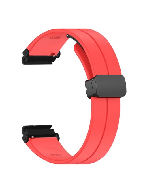 For Garmin Fenix 7S / 7S Solar / 6S / 5S Watch Strap Magnetic Buckle Silicone Band with 20mm PC Connector - Red