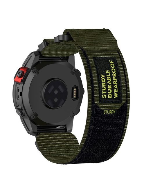 For Garmin Fenix 7X / 7X Pro / Instinct 2X / QuickFit 26mm Nylon Sticker Wrist Strap - Army Green