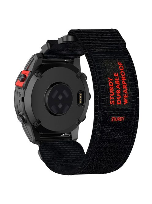 For Garmin Fenix 7X / 7X Pro / Instinct 2X / Quickfit 26mm Nylon Sticker Wrist Strap - Black