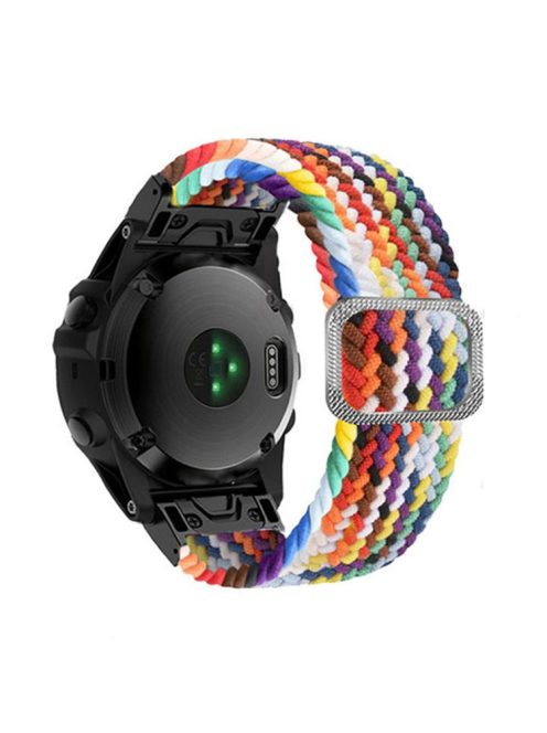 For Garmin Fenix 7X / Fenix 3 / 3 HR Nylon Watch Band Smart Bracelet 26mm Adjustable Strap with Buckle - Official Rainbow