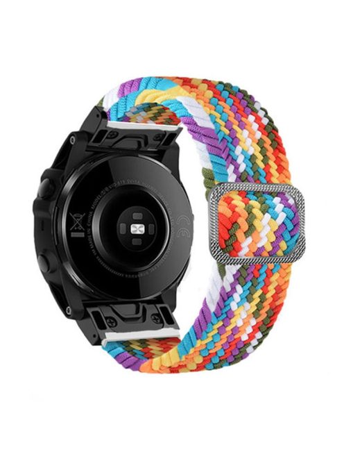 For Garmin Fenix 7X / Fenix 3 / 3 HR Nylon Watch Band Smart Bracelet 26mm Adjustable Strap with Buckle - Rainbow