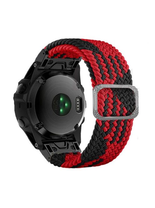 For Garmin Fenix 7X / Fenix 3 / 3 HR Nylon Watch Band Smart Bracelet 26mm Adjustable Strap with Buckle - Red / Black