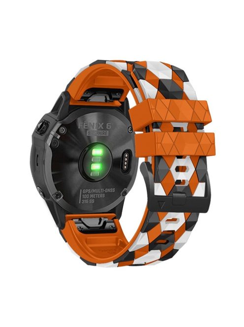 For Garmin Fenix 7X / Fenix 3 / Fenix 3 HR Silicone Watch Strap Football Pattern 26mm TPE Watch Band - Orange