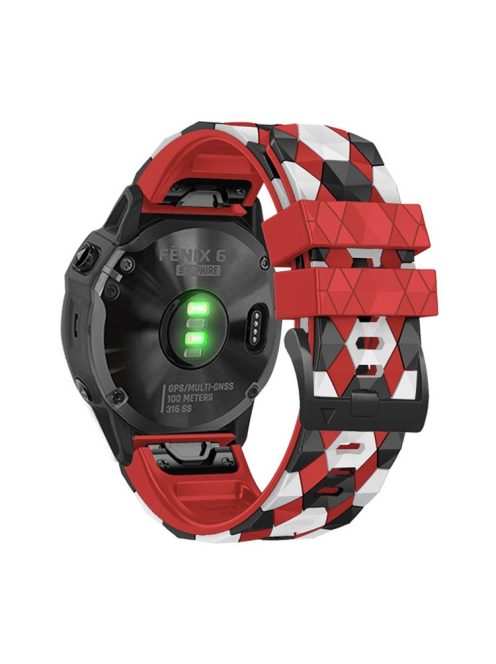 For Garmin Fenix 7X / Fenix 3 / Fenix 3 HR Silicone Watch Strap Football Pattern 26mm TPE Watch Band - Red