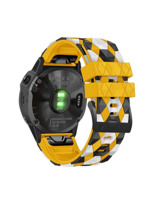 For Garmin Fenix 7X / Fenix 3 / Fenix 3 HR Silicone Watch Strap Football Pattern 26mm TPE Watch Band - Yellow