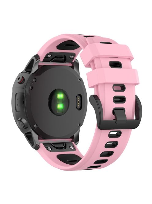 For Garmin Fenix 7X Dual-color Stylish Quick Release Silicone Watch Band Wrist Strap 26mm - Pink/Black