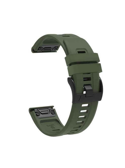 For Garmin Fenix 7X Silicone Watch Band 26mm Quick Release Metal Buckle Strap Replacement - Army Green