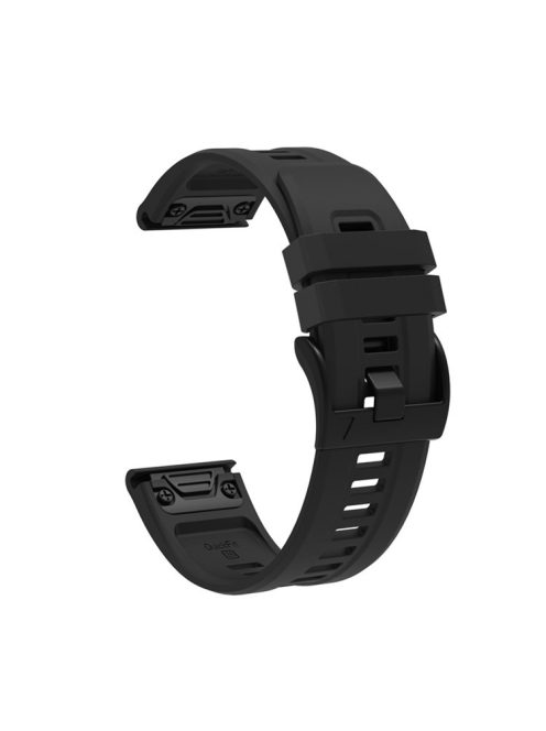 For Garmin Fenix 7X Silicone Watch Band 26mm Quick Release Metal Buckle Strap Replacement - Black