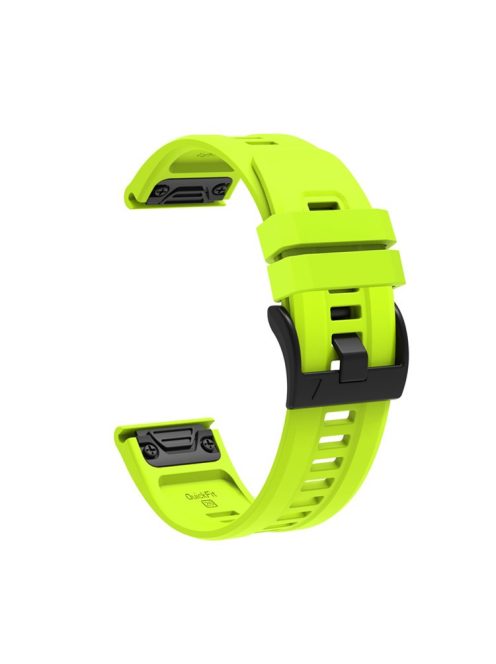 For Garmin Fenix 7X Silicone Watch Band 26mm Quick Release Metal Buckle Strap Replacement - Green