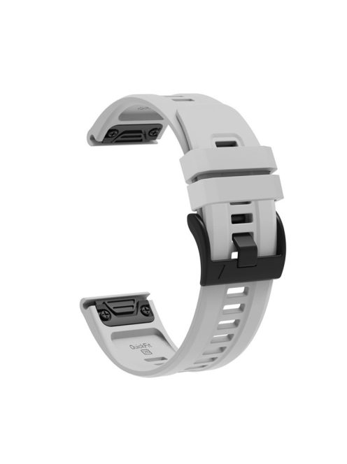 For Garmin Fenix 7X Silicone Watch Band 26mm Quick Release Metal Buckle Strap Replacement - Grey