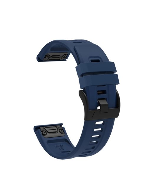 For Garmin Fenix 7X Silicone Watch Band 26mm Quick Release Metal Buckle Strap Replacement - Navy Blue