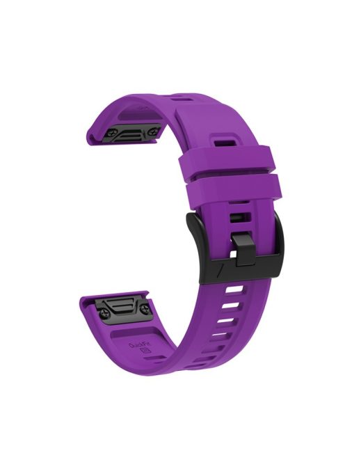 For Garmin Fenix 7X Silicone Watch Band 26mm Quick Release Metal Buckle Strap Replacement - Purple