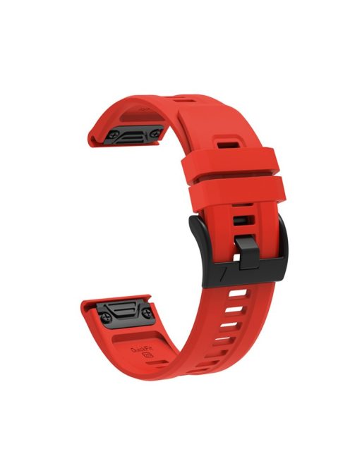 For Garmin Fenix 7X Silicone Watch Band 26mm Quick Release Metal Buckle Strap Replacement - Red