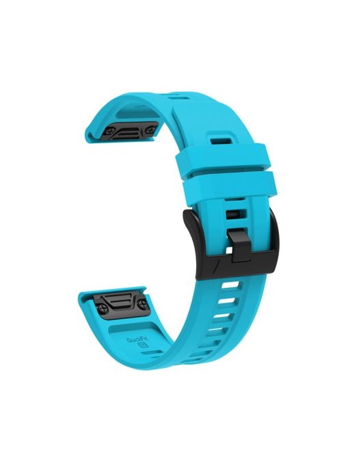 For Garmin Fenix 7X Silicone Watch Band 26mm Quick Release Metal Buckle Strap Replacement - Sky Blue