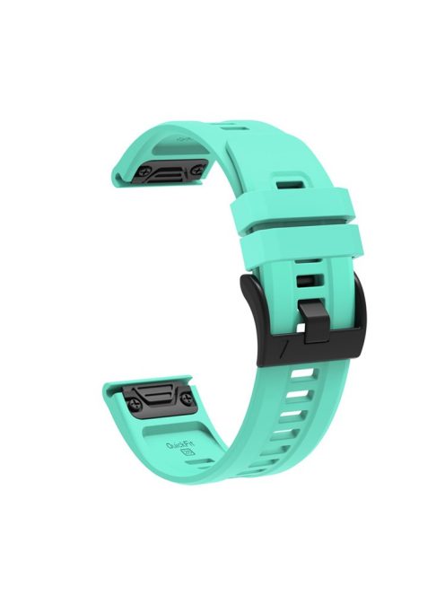 For Garmin Fenix 7X Silicone Watch Band 26mm Quick Release Metal Buckle Strap Replacement - Teal