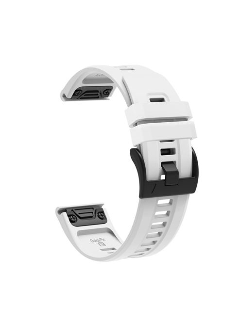 For Garmin Fenix 7X Silicone Watch Band 26mm Quick Release Metal Buckle Strap Replacement - White